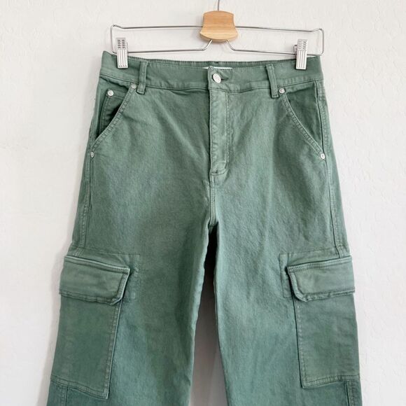 Ann Taylor LOFT High Rise Wide Leg Utility Jeans Army Green Mountain Rosemary - Picture 6 of 11